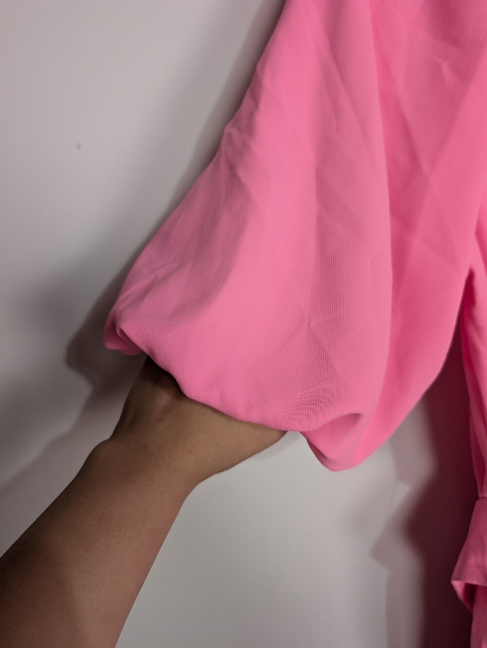 Amanda Uprichard Puff Sleeve Durand Shocking Pink Belted Mini Dress Size Large - Picture 5 of 11